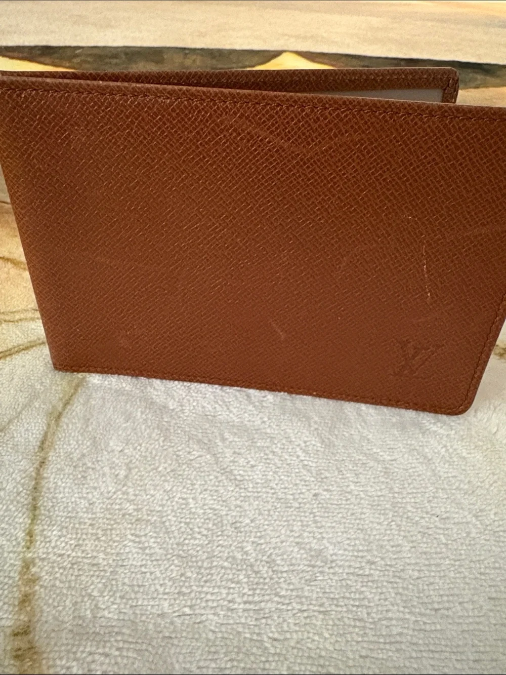 Louis Vuitton Vintage Brown Taiga Leather Bifold Card Holder / Wallet